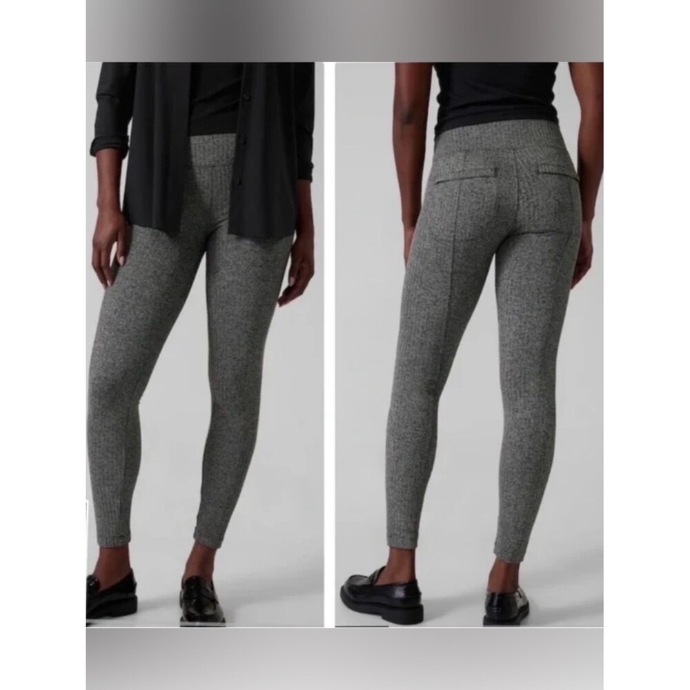 Athleta Delancey Herringbone Leggings Medium Grey High Rise Ponte Pants